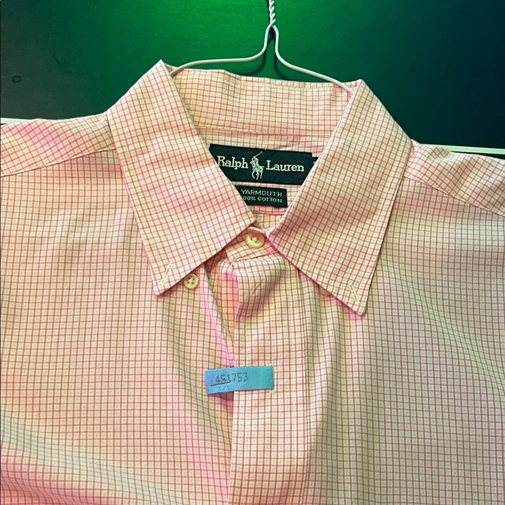 Ralph Lauren Pink Dress Shirt with Gingham Pattern